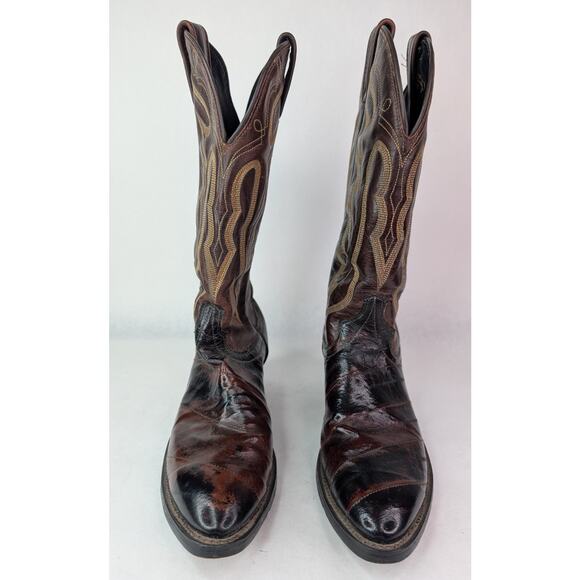 Vintage J. Chisholm Brown Burgundy Leather Western Cowboy Boots 8.5D main image 10
